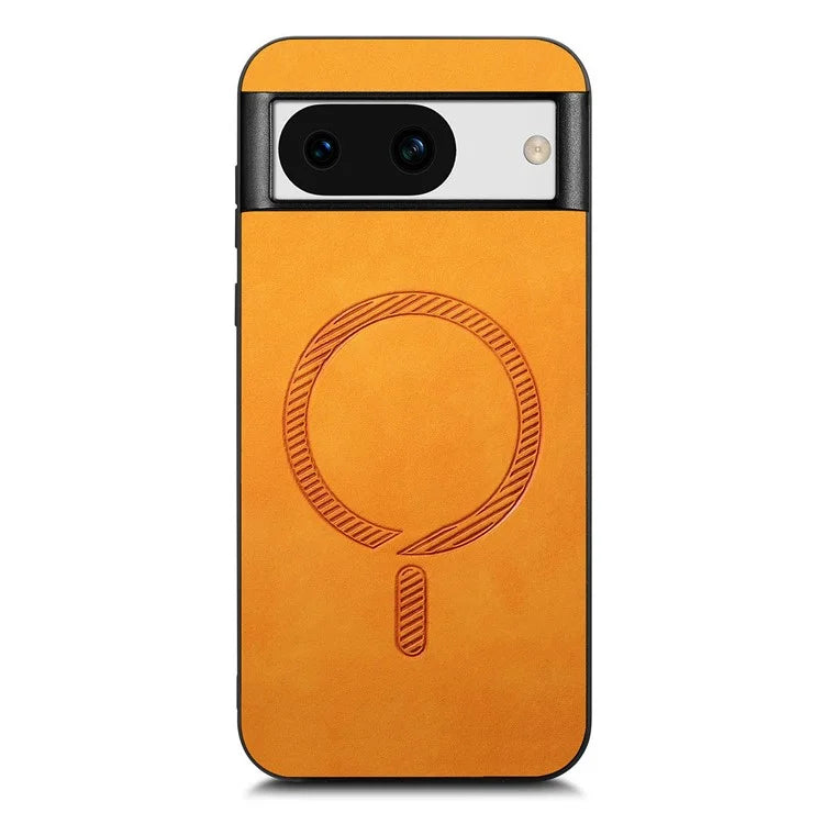 For Google Pixel 8a Leather Back Case Compatible with MagSafe Skin-Touch Phone Cover