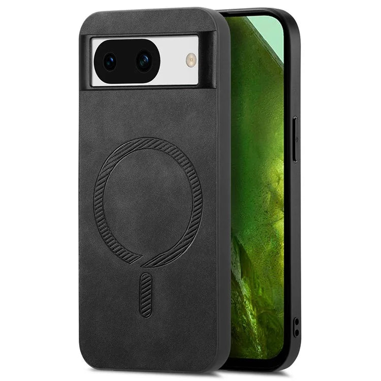 For Google Pixel 8a Leather Back Case Compatible with MagSafe Skin-Touch Phone Cover