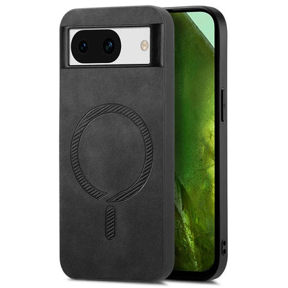 For Google Pixel 8a Leather Back Case Compatible with MagSafe Skin-Touch Phone Cover