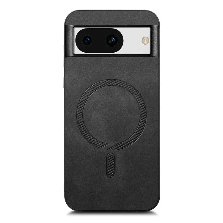 For Google Pixel 8a Leather Back Case Compatible with MagSafe Skin-Touch Phone Cover