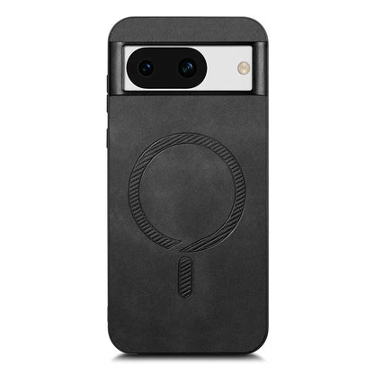 For Google Pixel 8a Leather Back Case Compatible with MagSafe Skin-Touch Phone Cover
