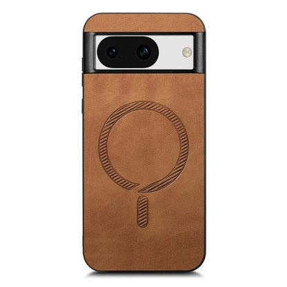 For Google Pixel 8a Leather Back Case Compatible with MagSafe Skin-Touch Phone Cover