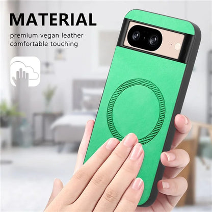 For Google Pixel 8 Leather Back Case Compatible with MagSafe Skin-Touch Phone Cover