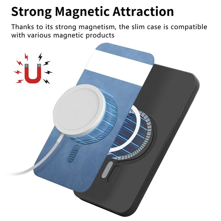 For Google Pixel 8 Leather Back Case Compatible with MagSafe Skin-Touch Phone Cover