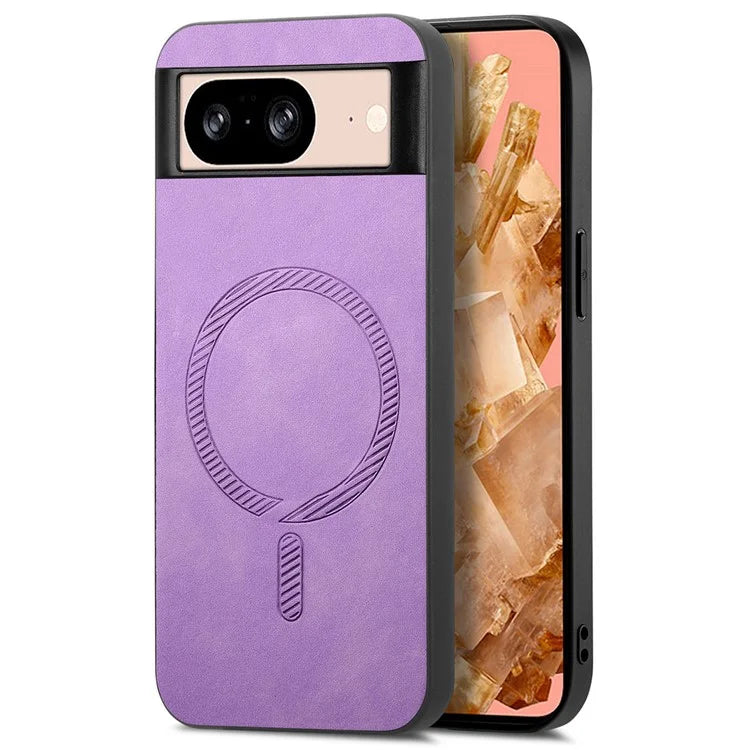 For Google Pixel 8 Leather Back Case Compatible with MagSafe Skin-Touch Phone Cover
