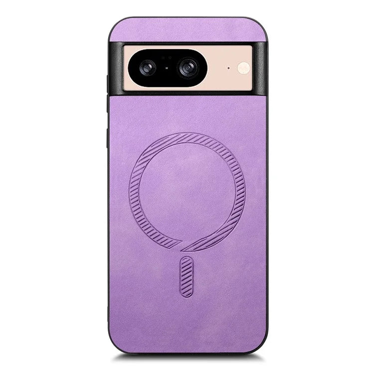 For Google Pixel 8 Leather Back Case Compatible with MagSafe Skin-Touch Phone Cover