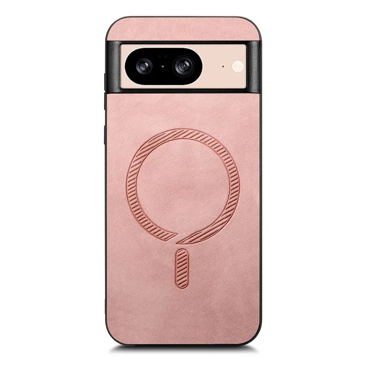 For Google Pixel 8 Leather Back Case Compatible with MagSafe Skin-Touch Phone Cover