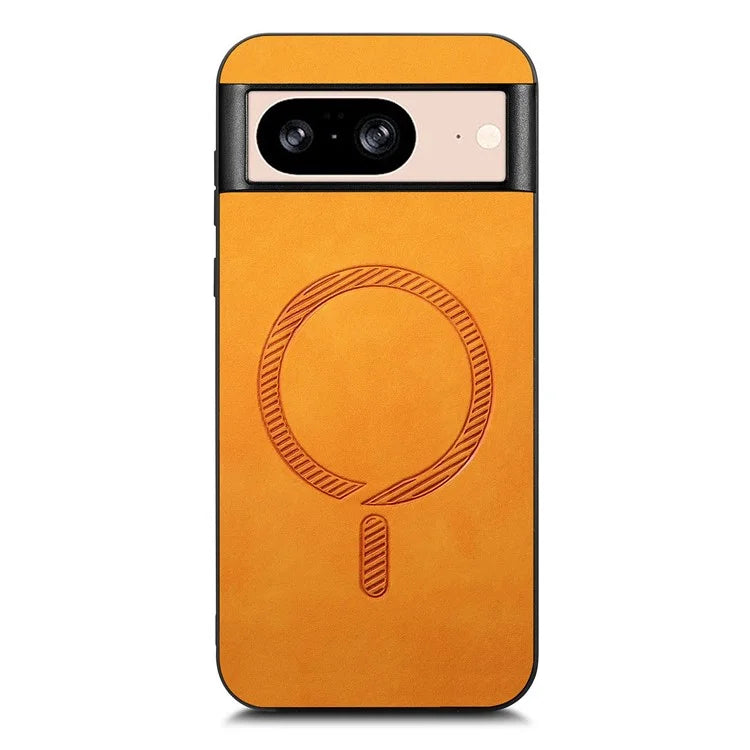 For Google Pixel 8 Leather Back Case Compatible with MagSafe Skin-Touch Phone Cover