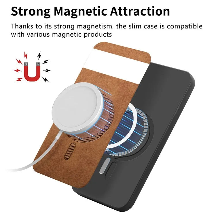 For Google Pixel 8 Leather Back Case Compatible with MagSafe Skin-Touch Phone Cover