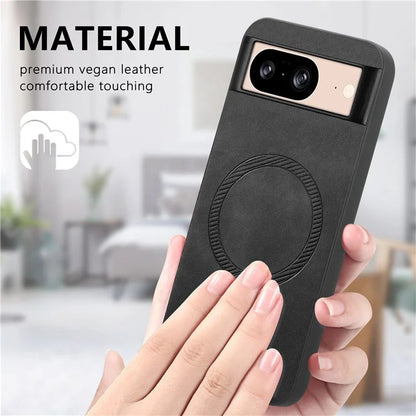 For Google Pixel 8 Leather Back Case Compatible with MagSafe Skin-Touch Phone Cover