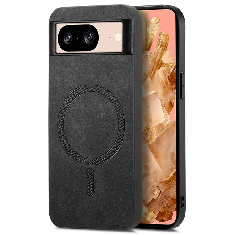 For Google Pixel 8 Leather Back Case Compatible with MagSafe Skin-Touch Phone Cover