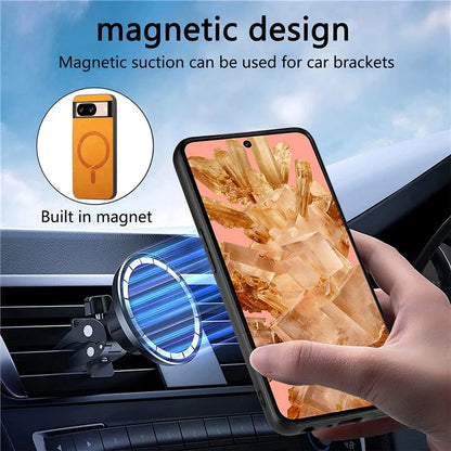 For Google Pixel 8 Leather Back Case Compatible with MagSafe Skin-Touch Phone Cover