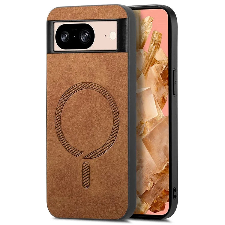For Google Pixel 8 Leather Back Case Compatible with MagSafe Skin-Touch Phone Cover
