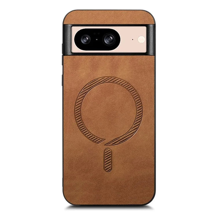 For Google Pixel 8 Leather Back Case Compatible with MagSafe Skin-Touch Phone Cover