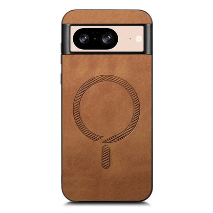 For Google Pixel 8 Leather Back Case Compatible with MagSafe Skin-Touch Phone Cover