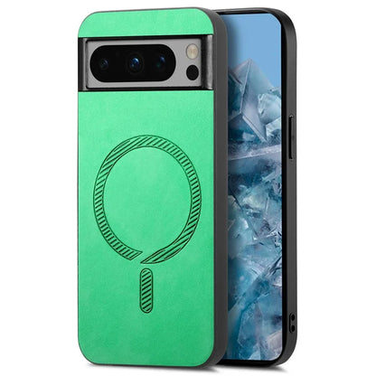 For Google Pixel 8 Pro Leather Back Case Compatible with MagSafe Skin-Touch Phone Cover