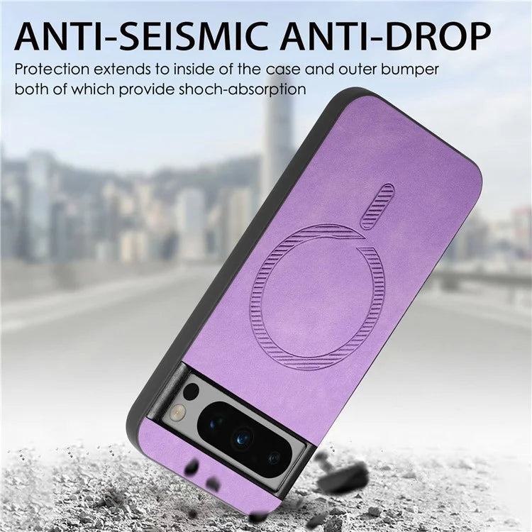 For Google Pixel 8 Pro Leather Back Case Compatible with MagSafe Skin-Touch Phone Cover