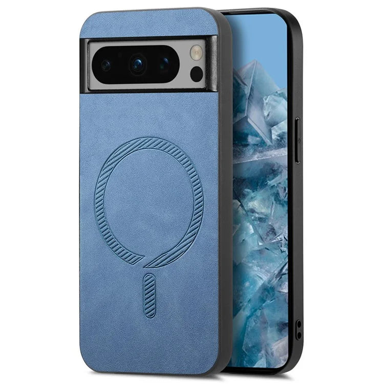For Google Pixel 8 Pro Leather Back Case Compatible with MagSafe Skin-Touch Phone Cover