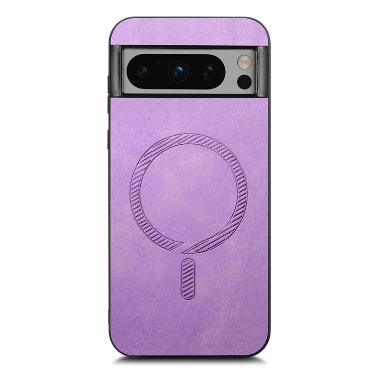 For Google Pixel 8 Pro Leather Back Case Compatible with MagSafe Skin-Touch Phone Cover
