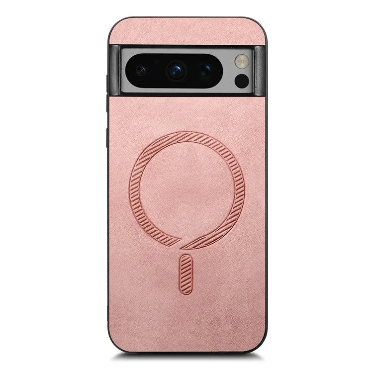 For Google Pixel 8 Pro Leather Back Case Compatible with MagSafe Skin-Touch Phone Cover