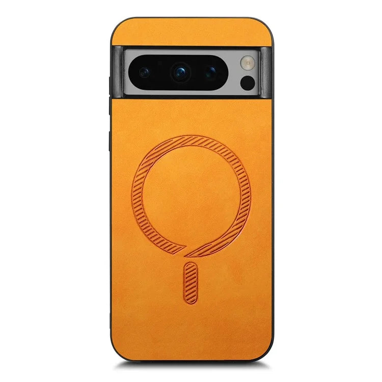 For Google Pixel 8 Pro Leather Back Case Compatible with MagSafe Skin-Touch Phone Cover