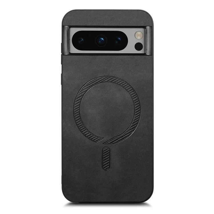 For Google Pixel 8 Pro Leather Back Case Compatible with MagSafe Skin-Touch Phone Cover