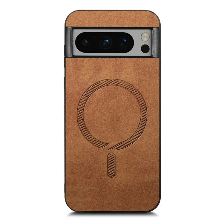 For Google Pixel 8 Pro Leather Back Case Compatible with MagSafe Skin-Touch Phone Cover