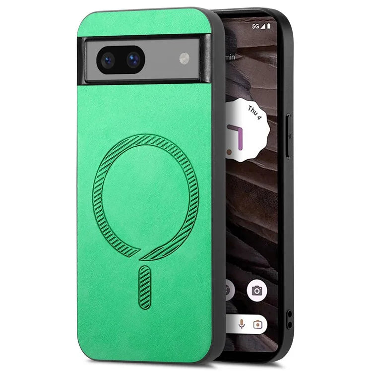 For Google Pixel 7a Leather Back Case Compatible with MagSafe Skin-Touch Phone Cover