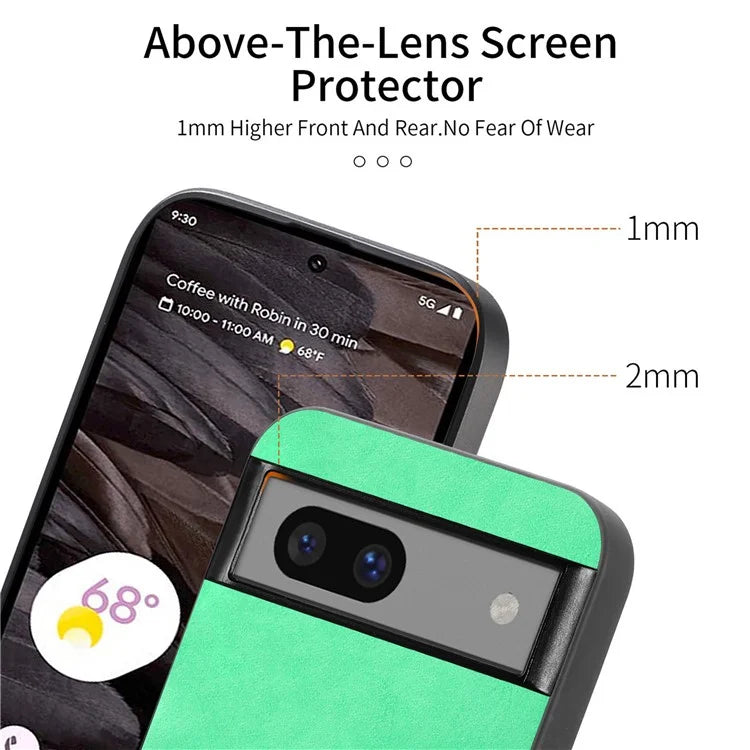For Google Pixel 7a Leather Back Case Compatible with MagSafe Skin-Touch Phone Cover