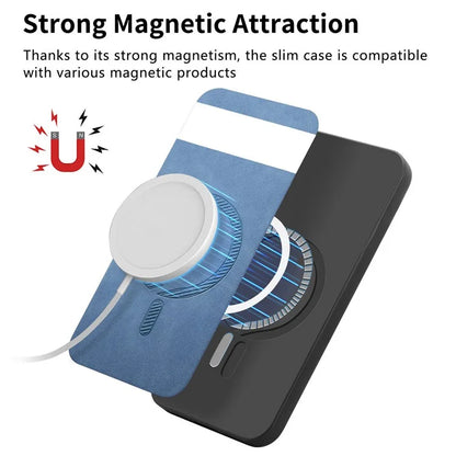 For Google Pixel 7a Leather Back Case Compatible with MagSafe Skin-Touch Phone Cover