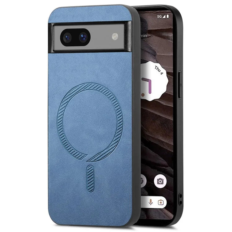 For Google Pixel 7a Leather Back Case Compatible with MagSafe Skin-Touch Phone Cover