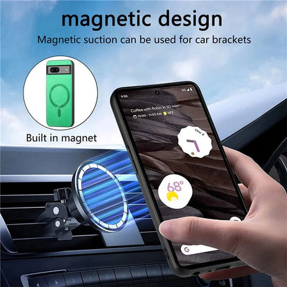 For Google Pixel 7a Leather Back Case Compatible with MagSafe Skin-Touch Phone Cover