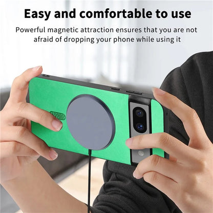 For Google Pixel 7a Leather Back Case Compatible with MagSafe Skin-Touch Phone Cover
