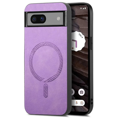 For Google Pixel 7a Leather Back Case Compatible with MagSafe Skin-Touch Phone Cover