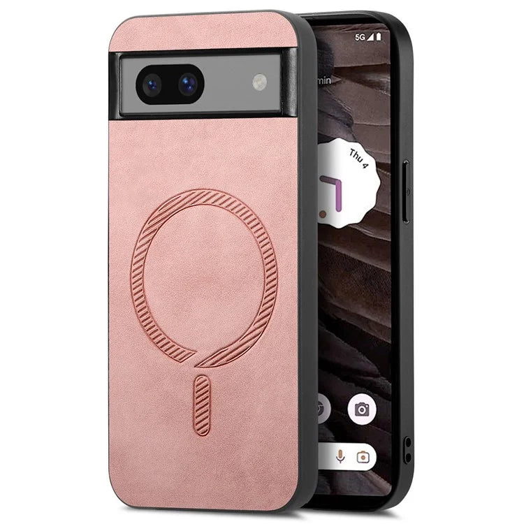 For Google Pixel 7a Leather Back Case Compatible with MagSafe Skin-Touch Phone Cover