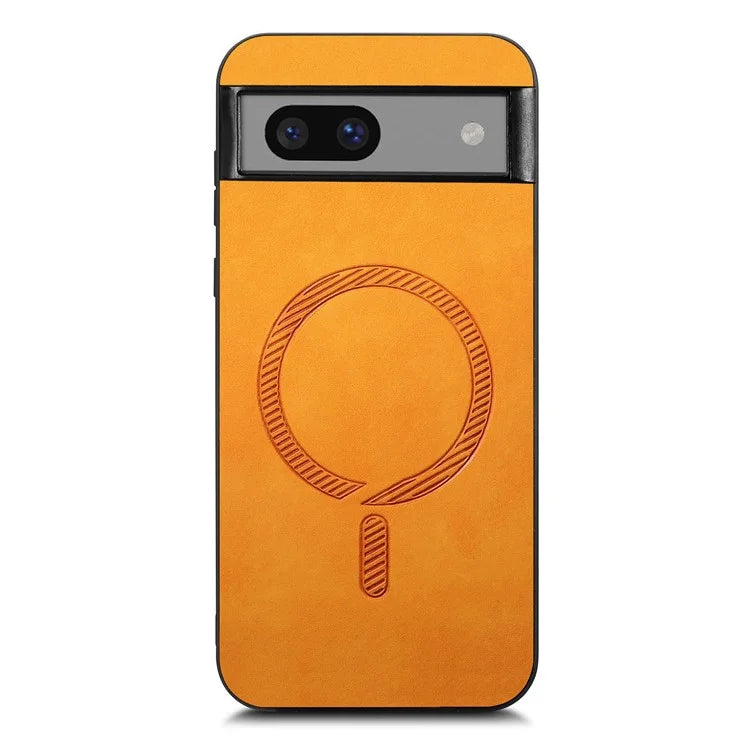 For Google Pixel 7a Leather Back Case Compatible with MagSafe Skin-Touch Phone Cover