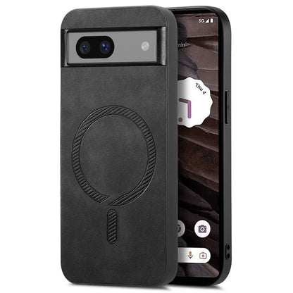 For Google Pixel 7a Leather Back Case Compatible with MagSafe Skin-Touch Phone Cover