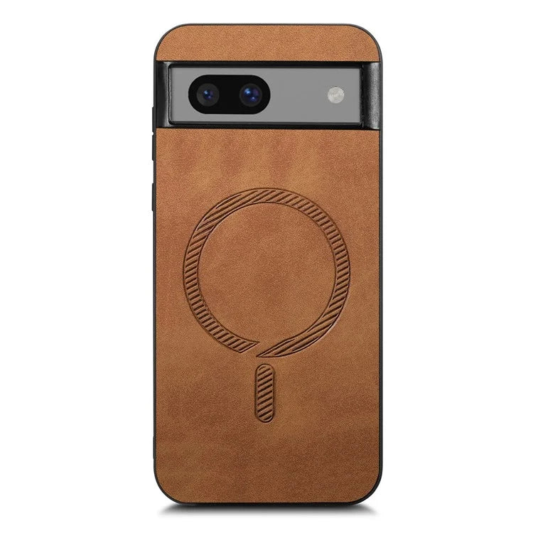 For Google Pixel 7a Leather Back Case Compatible with MagSafe Skin-Touch Phone Cover