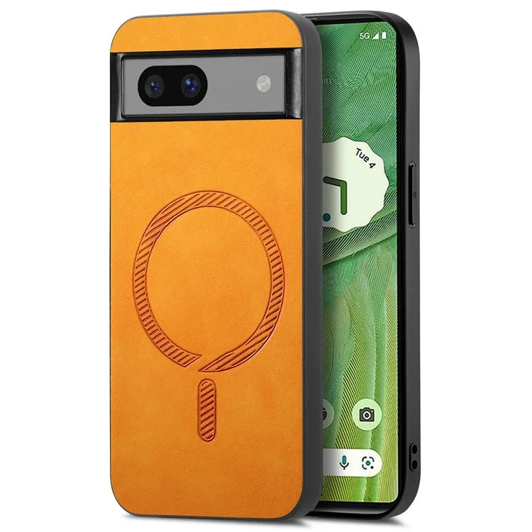 For Google Pixel 7 5G Leather Back Case Compatible with MagSafe Skin-Touch Phone Cover