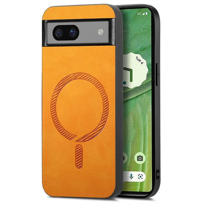 For Google Pixel 7 5G Leather Back Case Compatible with MagSafe Skin-Touch Phone Cover