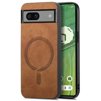 For Google Pixel 7 5G Leather Back Case Compatible with MagSafe Skin-Touch Phone Cover