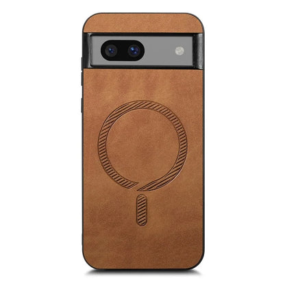 For Google Pixel 7 5G Leather Back Case Compatible with MagSafe Skin-Touch Phone Cover