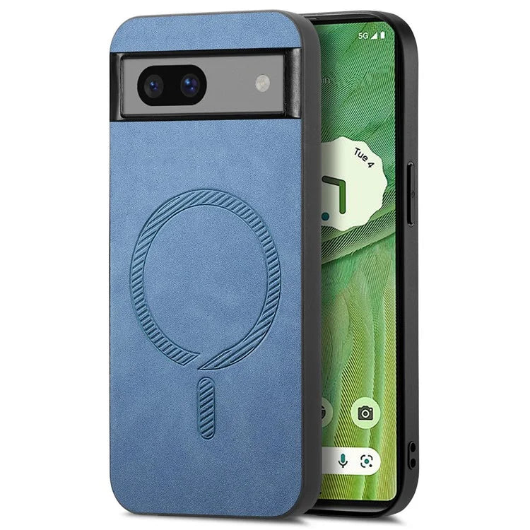 For Google Pixel 7 5G Leather Back Case Compatible with MagSafe Skin-Touch Phone Cover