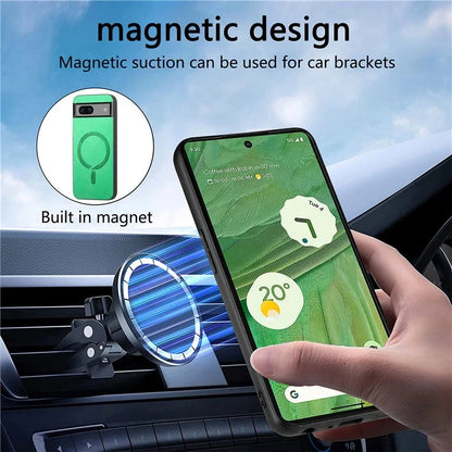 For Google Pixel 7 5G Leather Back Case Compatible with MagSafe Skin-Touch Phone Cover