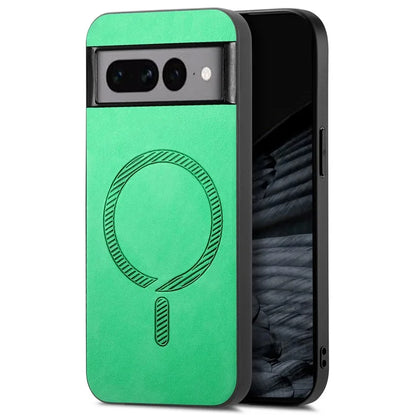 For Google Pixel 7 Pro 5G Leather Back Case Compatible with MagSafe Skin-Touch Phone Cover