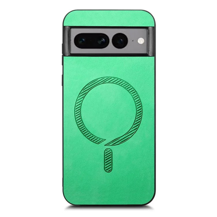 For Google Pixel 7 Pro 5G Leather Back Case Compatible with MagSafe Skin-Touch Phone Cover