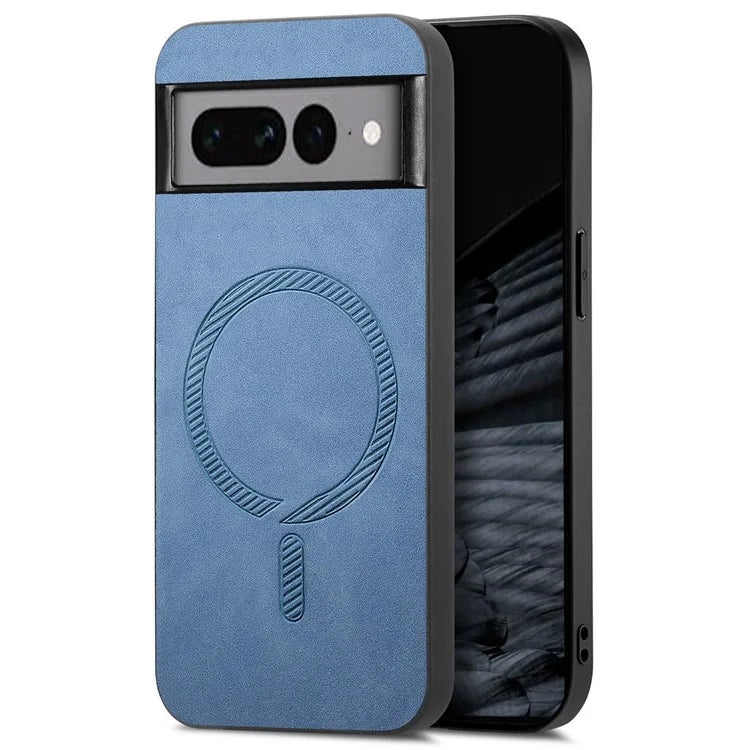 For Google Pixel 7 Pro 5G Leather Back Case Compatible with MagSafe Skin-Touch Phone Cover