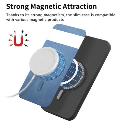 For Google Pixel 7 Pro 5G Leather Back Case Compatible with MagSafe Skin-Touch Phone Cover