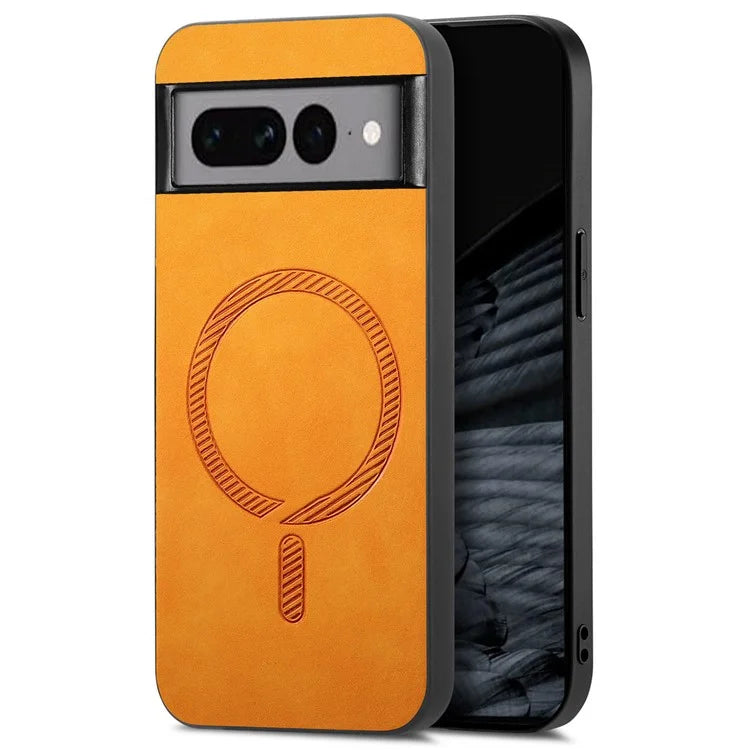 For Google Pixel 7 Pro 5G Leather Back Case Compatible with MagSafe Skin-Touch Phone Cover