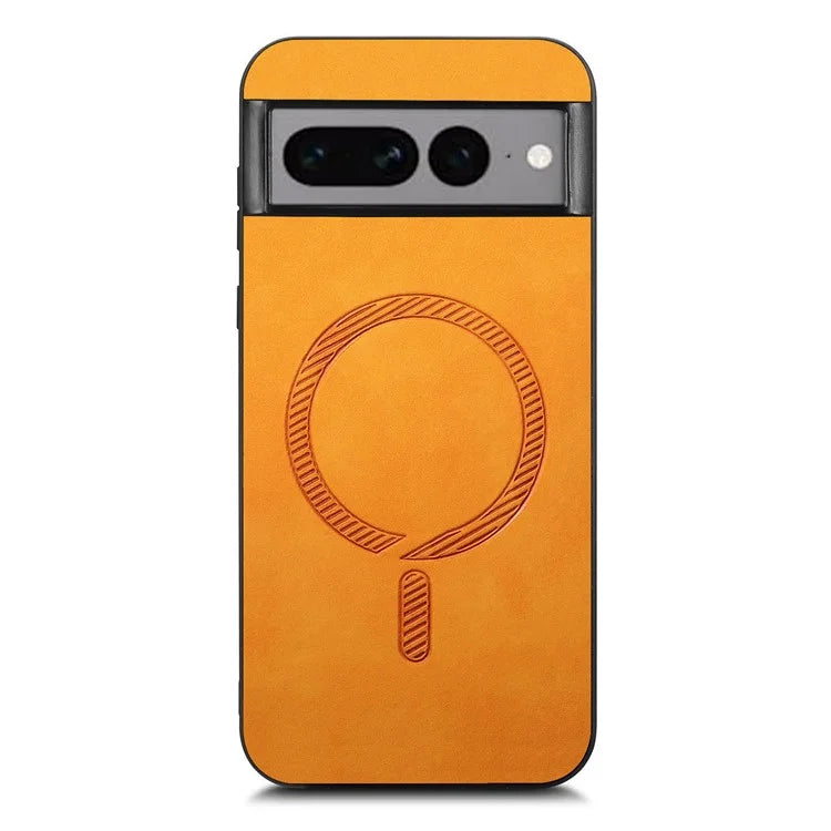 For Google Pixel 7 Pro 5G Leather Back Case Compatible with MagSafe Skin-Touch Phone Cover